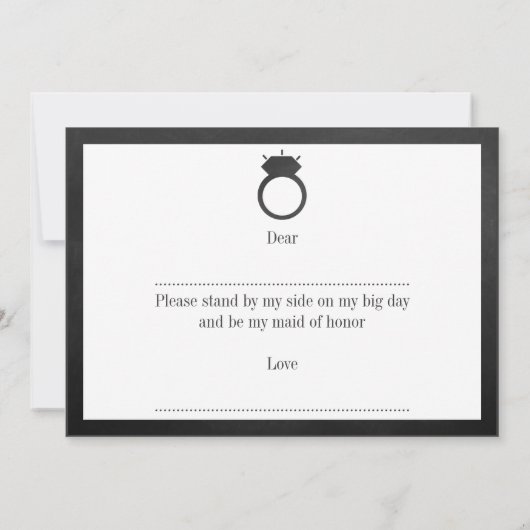 私のメイド・オブ・オーナー（花嫁付き添い人）?黒板リングや輪カード 招待状 (裏面)