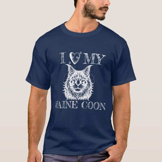 私のメインクーン大好き 肺活量あふれる肉球の白 Tシャツ (正面)