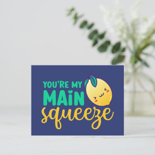 私のメインスクイズキュートおもしろいレモンバレンタインデー ポストカード (スタンド正面)