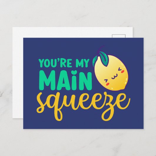 私のメインスクイズキュートおもしろいレモンバレンタインデー ポストカード (正面/裏面)