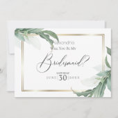 私のモダンつばにエレガントはトロピカル葉ながいる 招待状 (正面)