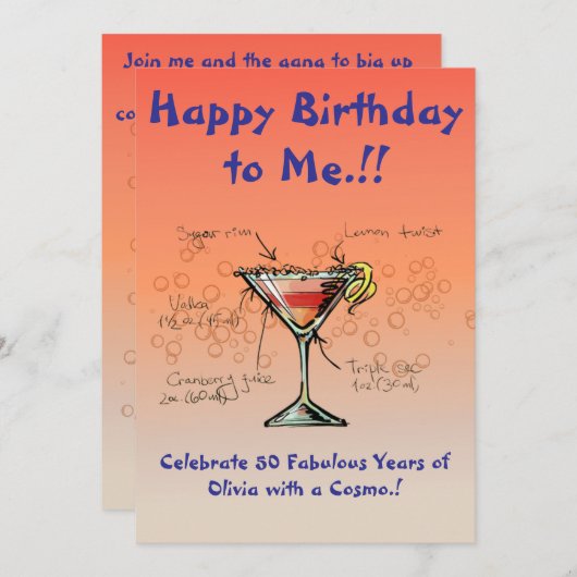 私のモダンな誕生日パーティーの招待状 招待状 (正面/裏面)