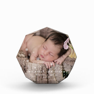 私のモダン初めてのクリスマススノーフレーク写真キープサック フォトブロック