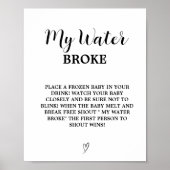 私のモダン水はベビー赤ちゃんシャワーのゲームサインを壊した ポスター (正面)