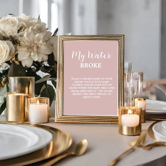 私のモダン水はベビー赤ちゃんシャワーのゲームサインを壊した ポスター