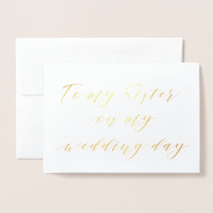私のモダン結婚式の日に私の妹に書 箔カード
