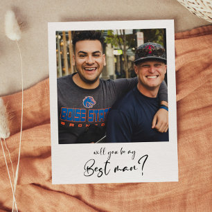 私のモダン花婿介添人の写真カード