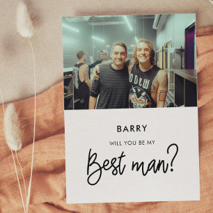 私のモダン花婿介添人の写真カード 招待状