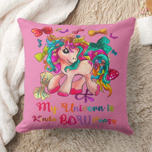 私のユニコーンはキンダ熱狂するボウ20x20 クッション (ブランケット)