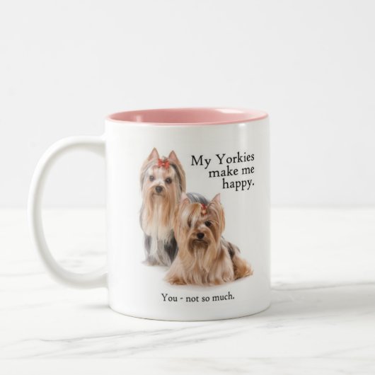 私のヨークシャーテリアのマグ ツートーンマグカップ (左)