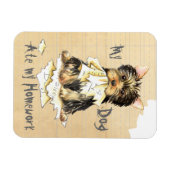 私のヨークシャーテリア食べの宿題 マグネット (横)