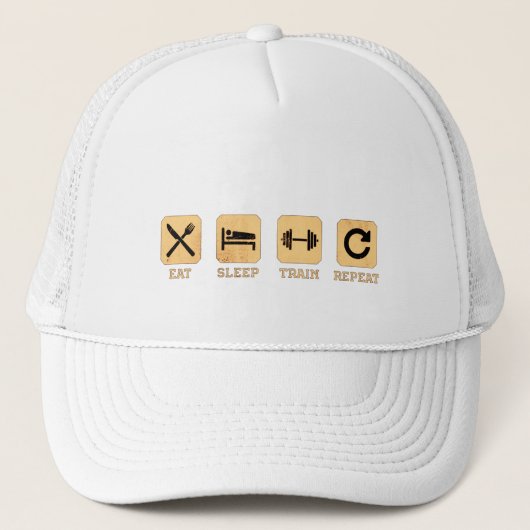 私のライフスタイル食べのスリープ電車のリピーターTrucker Hat キャップ (正面)
