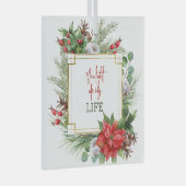 私のライフポインセチアのフレームを点灯 ガラスオーナメント (正面右)