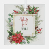 私のライフポインセチアのフレームを点灯 ガラスオーナメント (裏面)