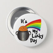 私のラッキーな日レインボー金ゴールド聖パトリックの日 缶バッジ (正面&裏面)