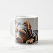 私のリラックスヨークシャーテリアと コーヒーマグカップ (正面左)