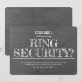 私のリングセキュリティになってくれる？ 面白いプロポーズ 招待状 (正面/裏面)