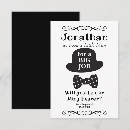 私のリングベアーになってくれる? ヴィンテージスタイル 招待状 (正面/裏面)