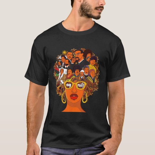 私のルーツを愛する強力な黒い歴史の月 Tシャツ (正面)