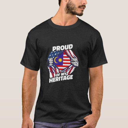 私のルーツを誇りに思う - 愛国的なマレーシア系アメリカ人 Tシャツ (正面)