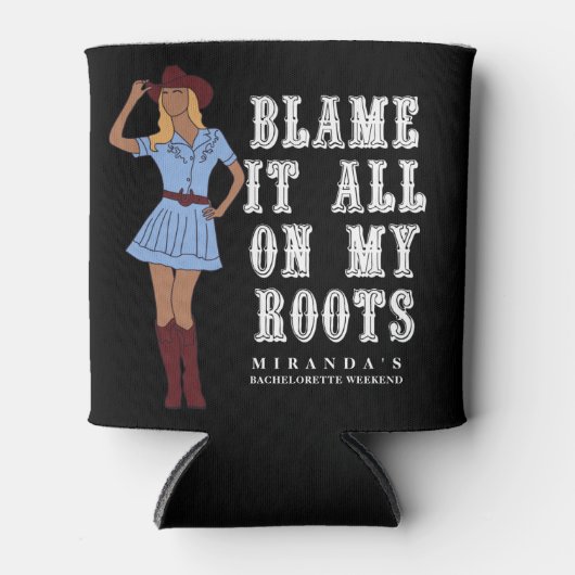 私のルーツを責める女性のカーボーイ国バチェロレッテ 缶クーラー (正面)