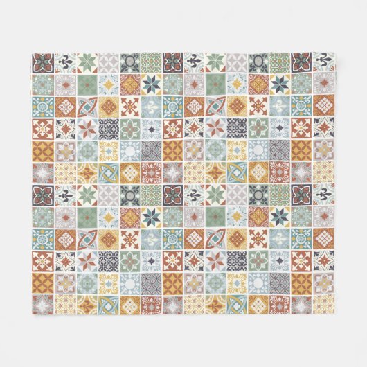 私のルーツ – 地中海のタイル フリースブランケット (正面(横))