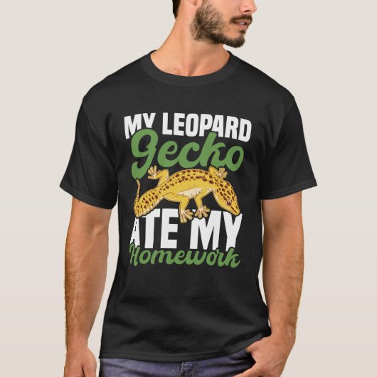 私のレオパード食べゲコ宿題トカゲ Tシャツ (正面)