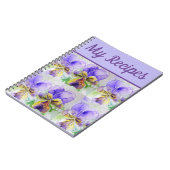 私のレシピブック ヴィオラ 紫の花 水彩画アート ノートブック (左側)