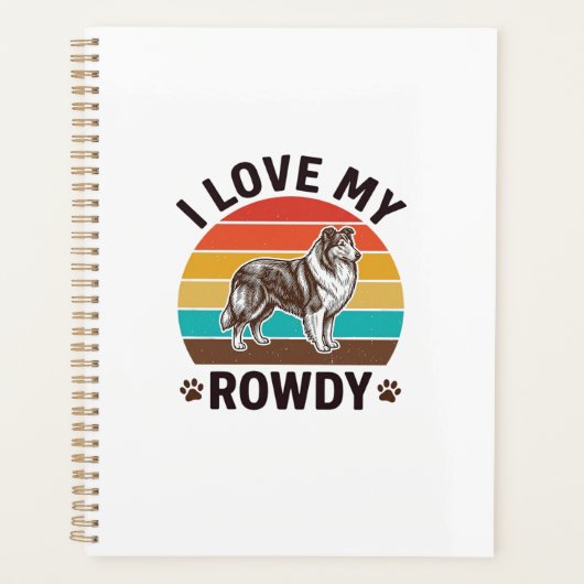 私のレトロなコリー犬デザインが大好き_Rowdy Collie_1 プランナー手帳 (正面)
