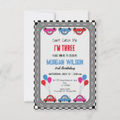 私のレースカーの誕生日パーティーをキャッチできない 招待状 (正面)