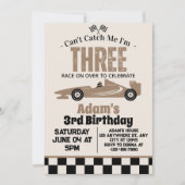 私のレースカーボーイ3rd誕生日パーティーをキャッチできない 招待状 (正面)