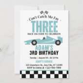 私のレースカーボーイ3rd誕生日パーティーをキャッチできない 招待状 (正面)