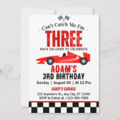 私のレースカーボーイ3rd誕生日パーティーをキャッチできない 招待状 (正面)