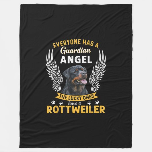 私のロットワイラーは守護天使の贈り物で、愛する フリースブランケット (正面)