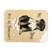 私のロットワイラー食べの宿題 マグネット (横)