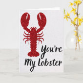 私のロブスターグリッター バレンタイン カード (黄色い花)