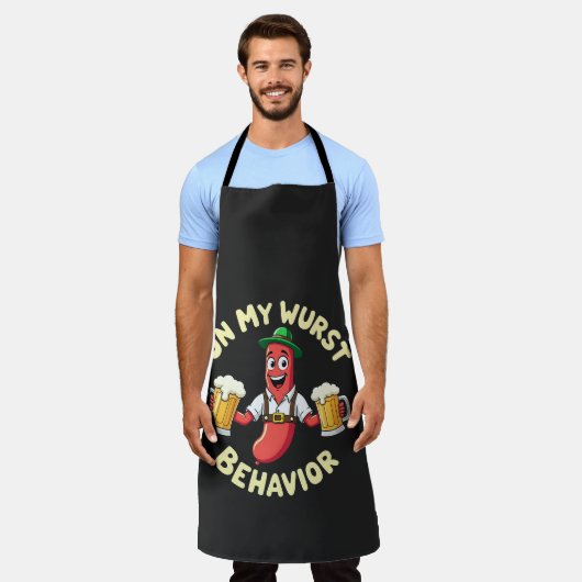 私のワーストビヘイビアーおもしろいオクトーバーフェストフェスティバル エプロン (着用した状態)