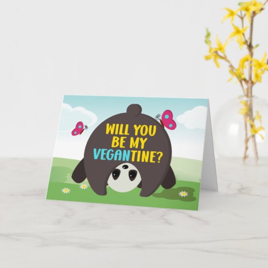 私のヴィーガンバレンタインになってくれる？ ヴィーガンバレンタインデー カード (黄色い花)