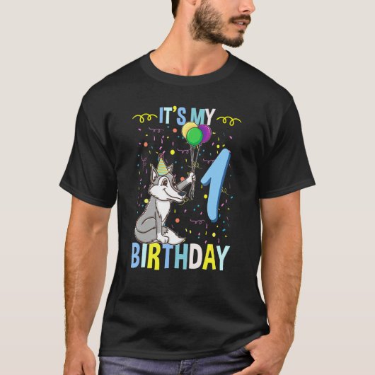私の一歳の誕生日おおかみ Tシャツ (正面)