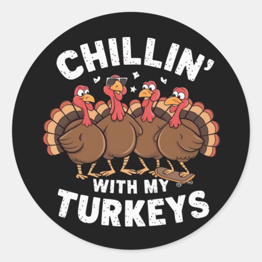 私の七面鳥とチリン感謝の家族の贈り物 ラウンドシール (正面)