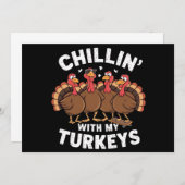 私の七面鳥とチリン感謝の家族の贈り物 招待状 (正面/裏面)