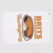 私の七面鳥とチリン感謝家族エッセン ゴルフタオル (横)