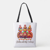 私の七面鳥とチリン感謝祭おもしろい トートバッグ (裏面)