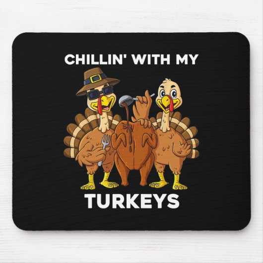 私の七面鳥と感謝祭の子供たちおもしろい マウスパッド (正面)