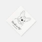 私の上のドリンクカスタムフランスのブルドッグ結婚ズ スタンダードカクテルナプキン (角)