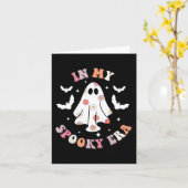 私の不気味な時代レトロなグルーヴィーかわいい幽霊 不気味なハ カード (黄色い花)