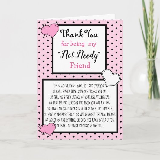 私の不要な友人になってくれてありがとう カード (正面)