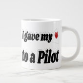 私の与えハートはパイロットブラック文字 ジャンボコーヒーマグカップ (右)