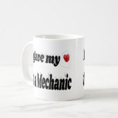 私の与えハートは整備士ブラック文字 コーヒーマグカップ (正面左)