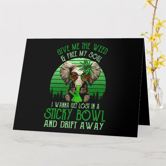 私の与え雑草と解放の私の魂の象の喫煙 カード (黄色い花)